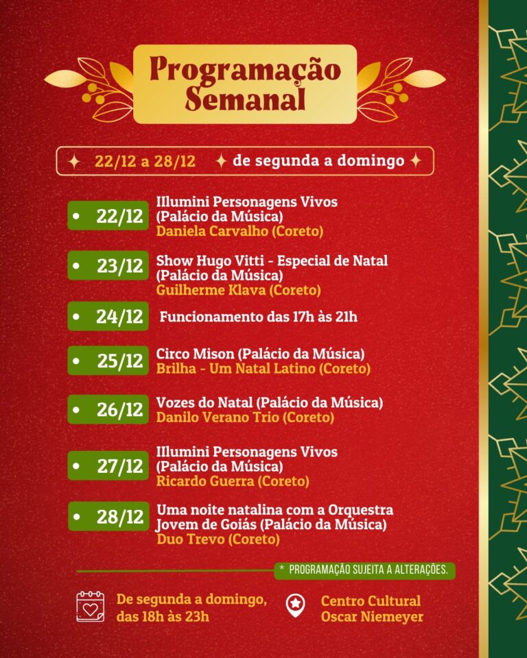 Confira programação artística do Natal do Bem para os próximos dias